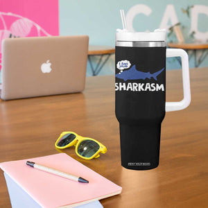 Funny Shark Sarcasm Tumbler With Handle Shark Sharkasm Marine Biology Vintage TS02 Print Your Wear