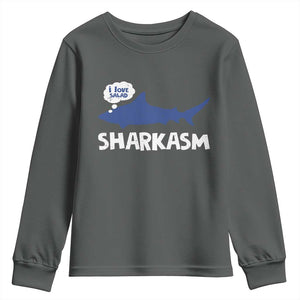 Funny Shark Sarcasm Youth Sweatshirt Shark Sharkasm Marine Biology Vintage TS02 Dark Heather Print Your Wear