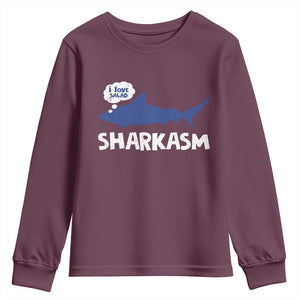 Funny Shark Sarcasm Youth Sweatshirt Shark Sharkasm Marine Biology Vintage TS02 Maroon Print Your Wear