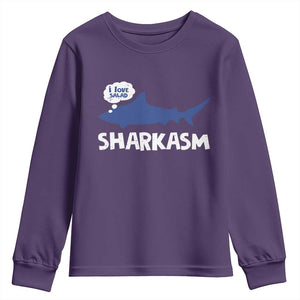 Funny Shark Sarcasm Youth Sweatshirt Shark Sharkasm Marine Biology Vintage TS02 Purple Print Your Wear
