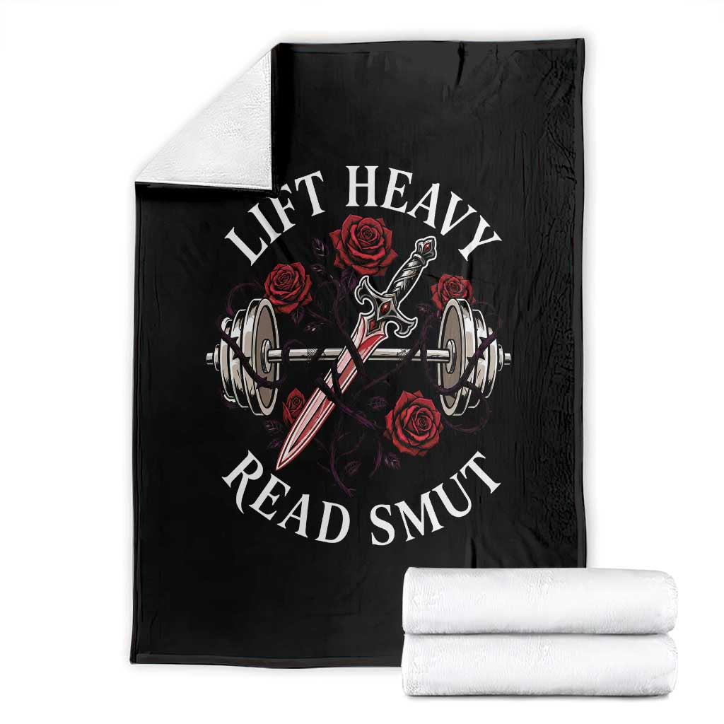 Lift Heavy Read Smut Funny Bookish Fitness Throw Blanket Vintage Gothic Dagger Roses Weightlifting Spicy Romance Book Lover TS02 Black Print Your Wear