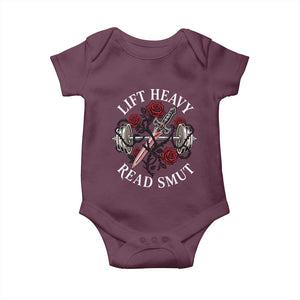 Lift Heavy Read Smut Funny Bookish Fitness Baby Onesie Vintage Gothic Dagger Roses Weightlifting Spicy Romance Book Lover