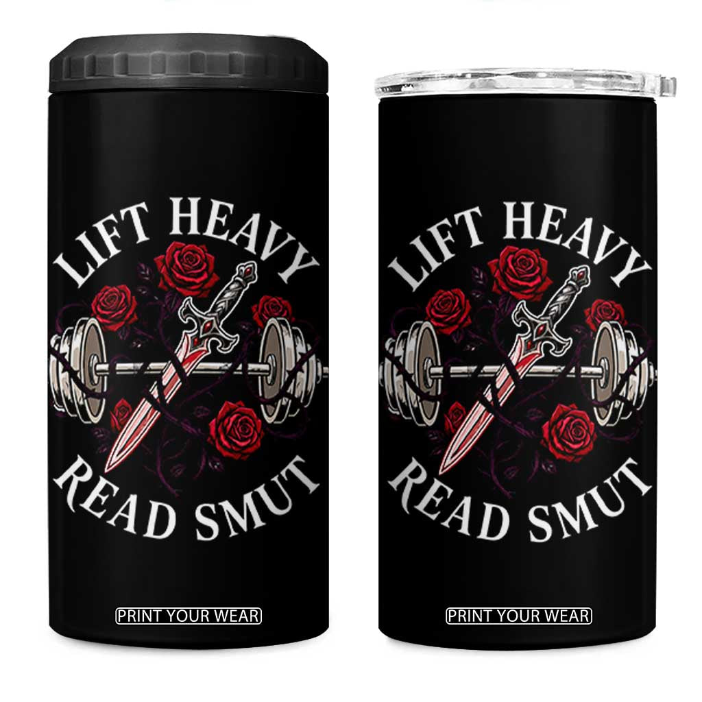 Lift Heavy Read Smut Funny Bookish Fitness 4 in 1 Can Cooler Tumbler Vintage Gothic Dagger Roses Weightlifting Spicy Romance Book Lover TS02 One Size: 16 oz Black Print Your Wear