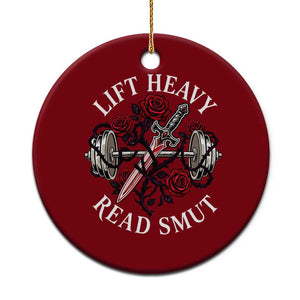 Lift Heavy Read Smut Funny Bookish Fitness Ceramic Ornament Vintage Gothic Dagger Roses Weightlifting Spicy Romance Book Lover