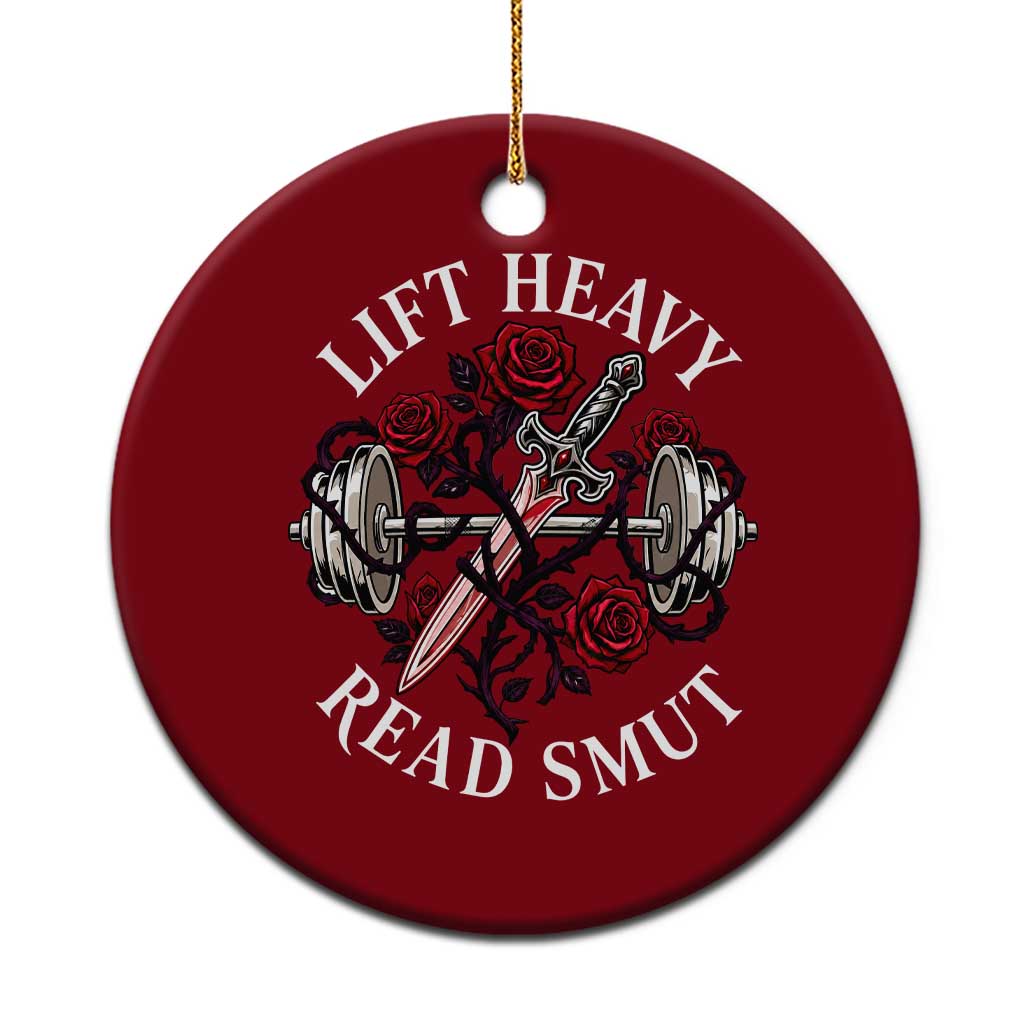 Lift Heavy Read Smut Funny Bookish Fitness Ceramic Ornament Vintage Gothic Dagger Roses Weightlifting Spicy Romance Book Lover TS02 1pc Red Print Your Wear