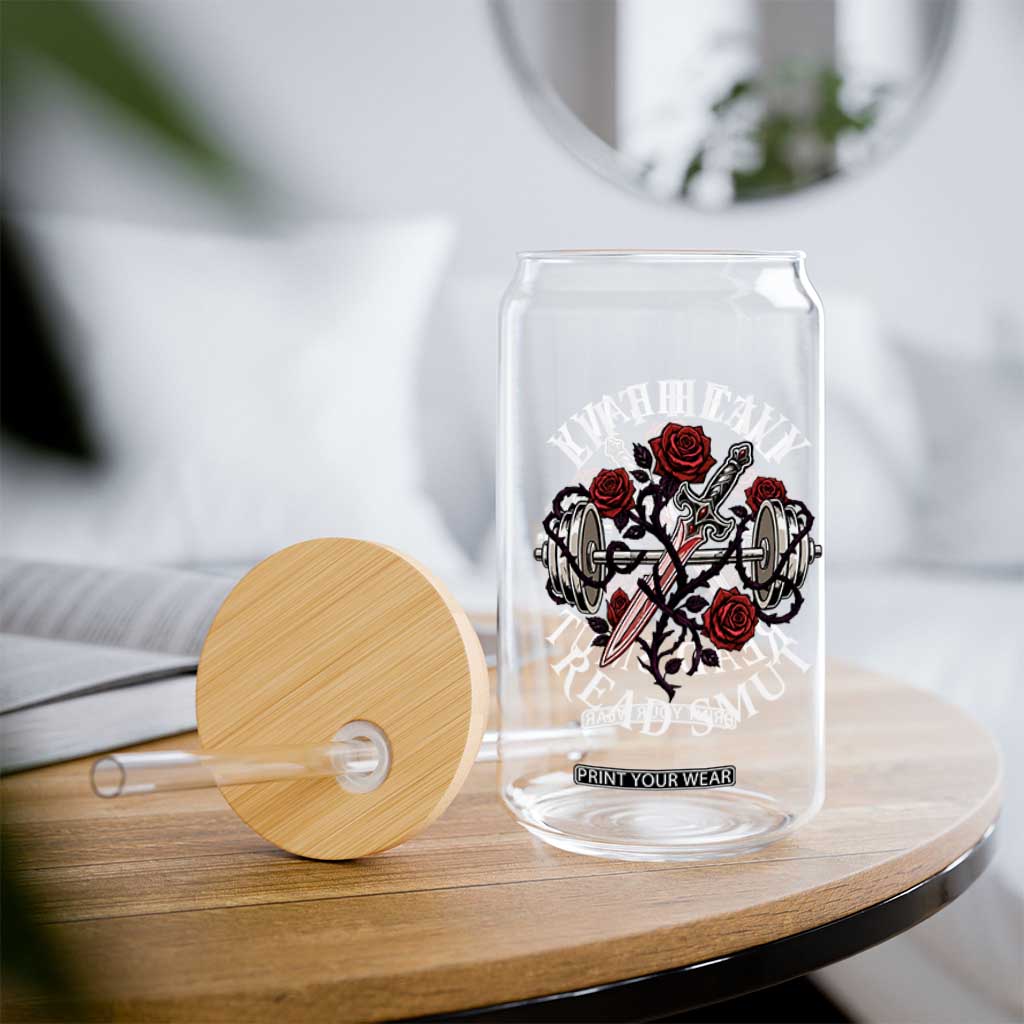 Lift Heavy Read Smut Funny Bookish Fitness Glass Can Vintage Gothic Dagger Roses Weightlifting Spicy Romance Book Lover