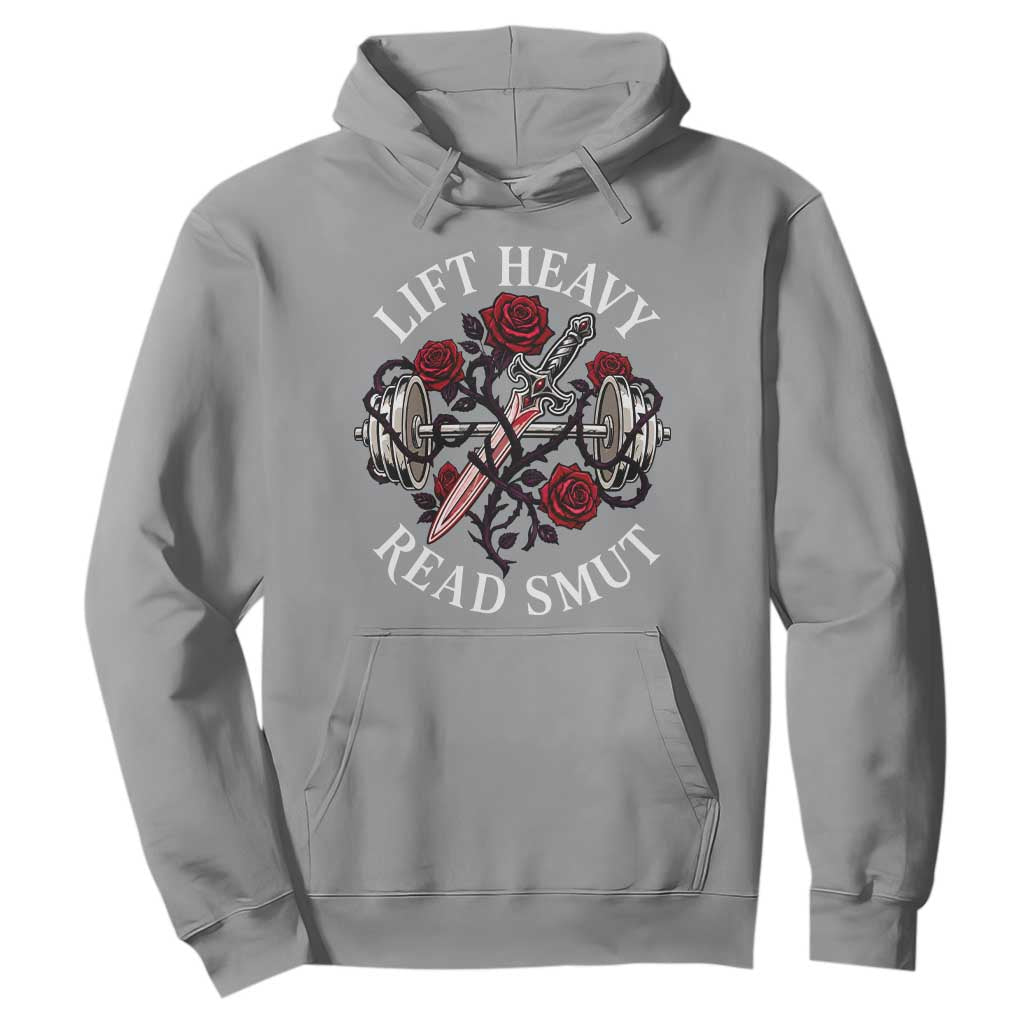 Lift Heavy Read Smut Funny Bookish Fitness Hoodie Vintage Gothic Dagger Roses Weightlifting Spicy Romance Book Lover