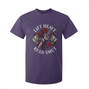 Lift Heavy Read Smut Funny Bookish Fitness T Shirt For Kid Vintage Gothic Dagger Roses Weightlifting Spicy Romance Book Lover