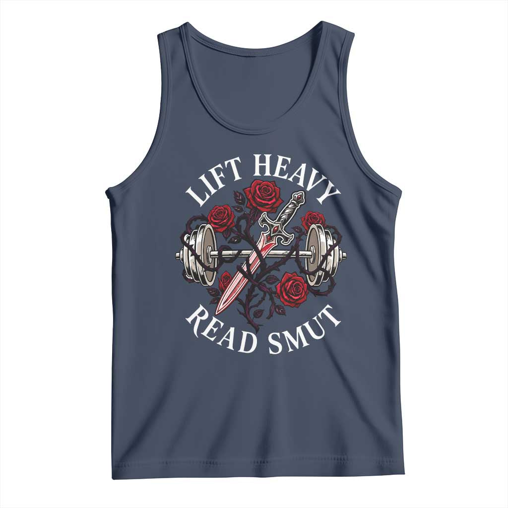 Lift Heavy Read Smut Funny Bookish Fitness Tank Top Vintage Gothic Dagger Roses Weightlifting Spicy Romance Book Lover