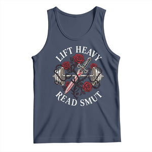 Lift Heavy Read Smut Funny Bookish Fitness Tank Top Vintage Gothic Dagger Roses Weightlifting Spicy Romance Book Lover