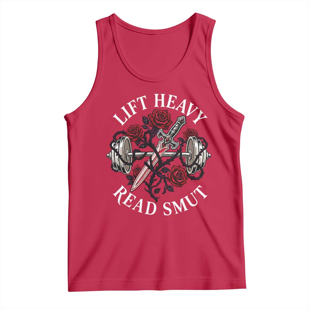 Lift Heavy Read Smut Funny Bookish Fitness Tank Top Vintage Gothic Dagger Roses Weightlifting Spicy Romance Book Lover