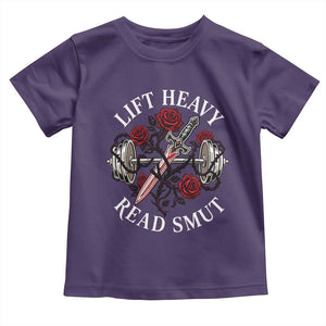 Lift Heavy Read Smut Funny Bookish Fitness Toddler T Shirt Vintage Gothic Dagger Roses Weightlifting Spicy Romance Book Lover