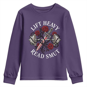 Lift Heavy Read Smut Funny Bookish Fitness Youth Sweatshirt Vintage Gothic Dagger Roses Weightlifting Spicy Romance Book Lover