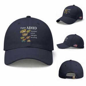 I Have ADHD Attention Deficit Hold up is Dat a Frog Baseball Cap Funny Neurodiversity Humor Frogs Lover Meme