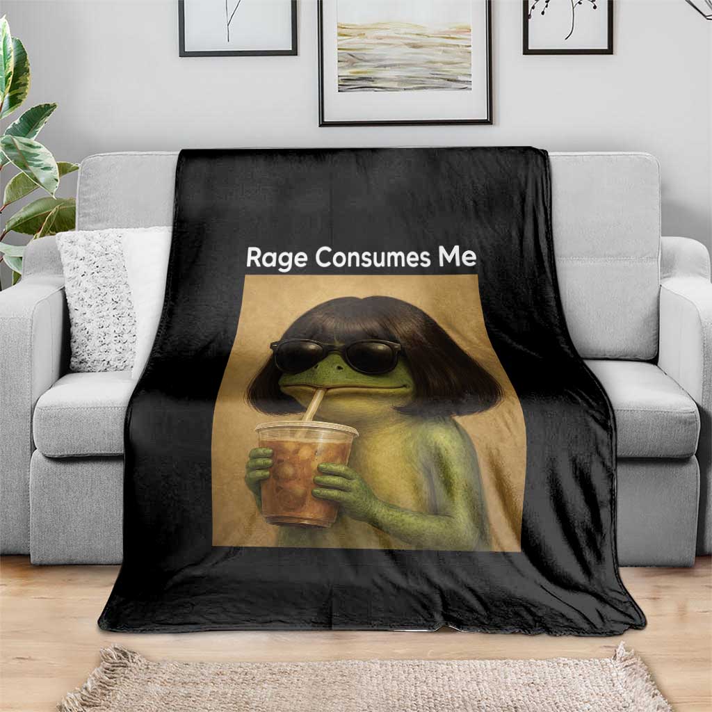 Funny Frog Bob Haircut Rage Consumes Me Throw Blanket Renaissance Painting Meme