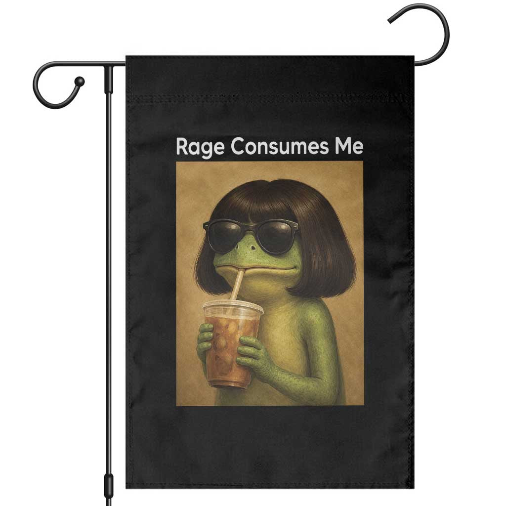 Funny Frog Bob Haircut Rage Consumes Me Garden Flag Renaissance Painting Meme TS02 Black Print Your Wear