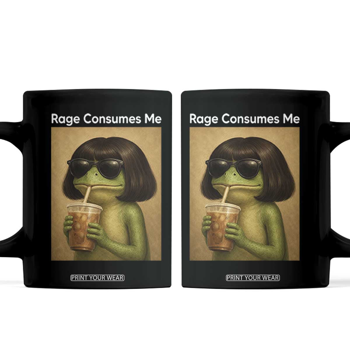 Funny Frog Bob Haircut Rage Consumes Me Coffee Mug Renaissance Painting Meme