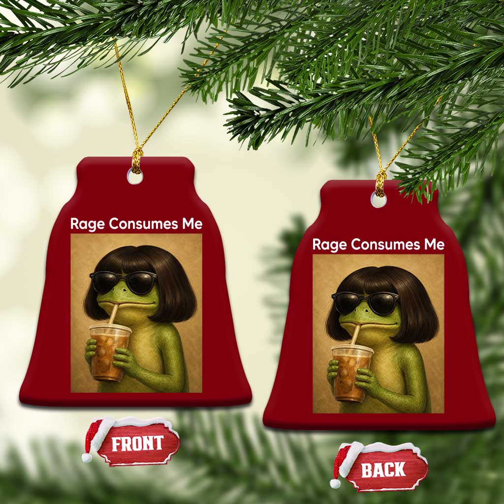 Funny Frog Bob Haircut Rage Consumes Me Ceramic Ornament Renaissance Painting Meme