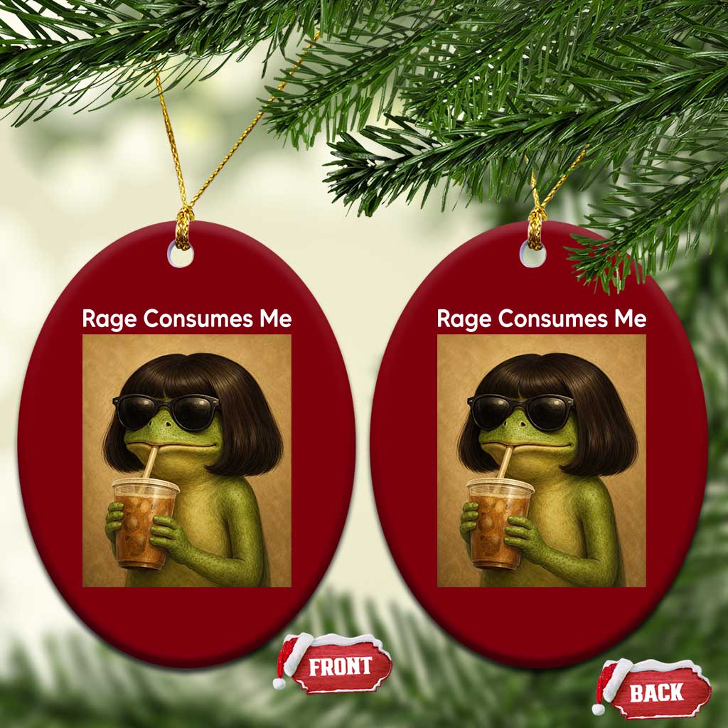 Funny Frog Bob Haircut Rage Consumes Me Ceramic Ornament Renaissance Painting Meme