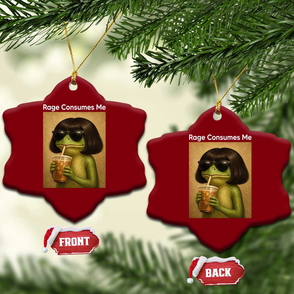 Funny Frog Bob Haircut Rage Consumes Me Ceramic Ornament Renaissance Painting Meme