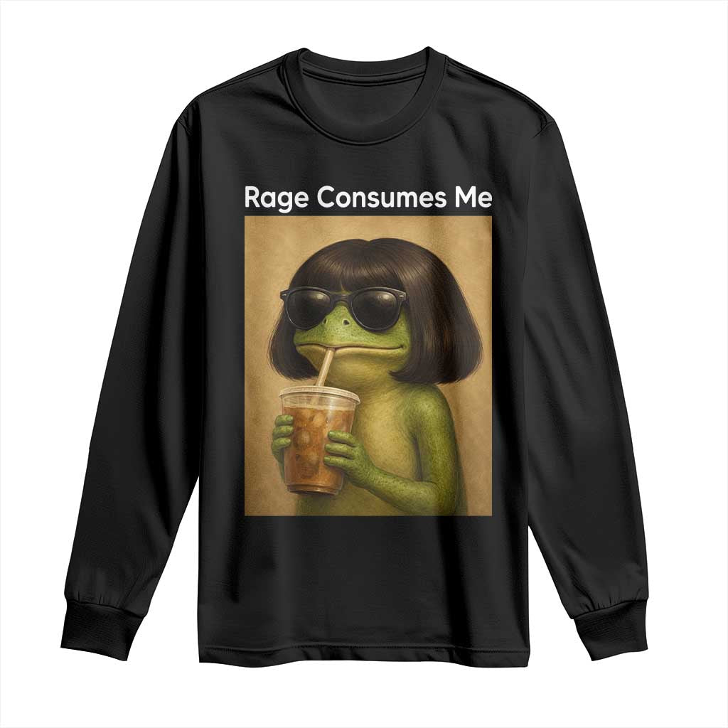 Funny Frog Bob Haircut Rage Consumes Me Long Sleeve Shirt Renaissance Painting Meme TS02 Black Print Your Wear