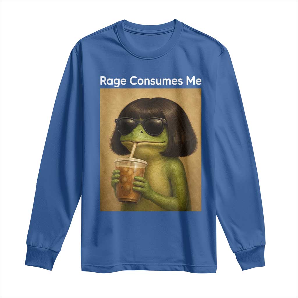 Funny Frog Bob Haircut Rage Consumes Me Long Sleeve Shirt Renaissance Painting Meme