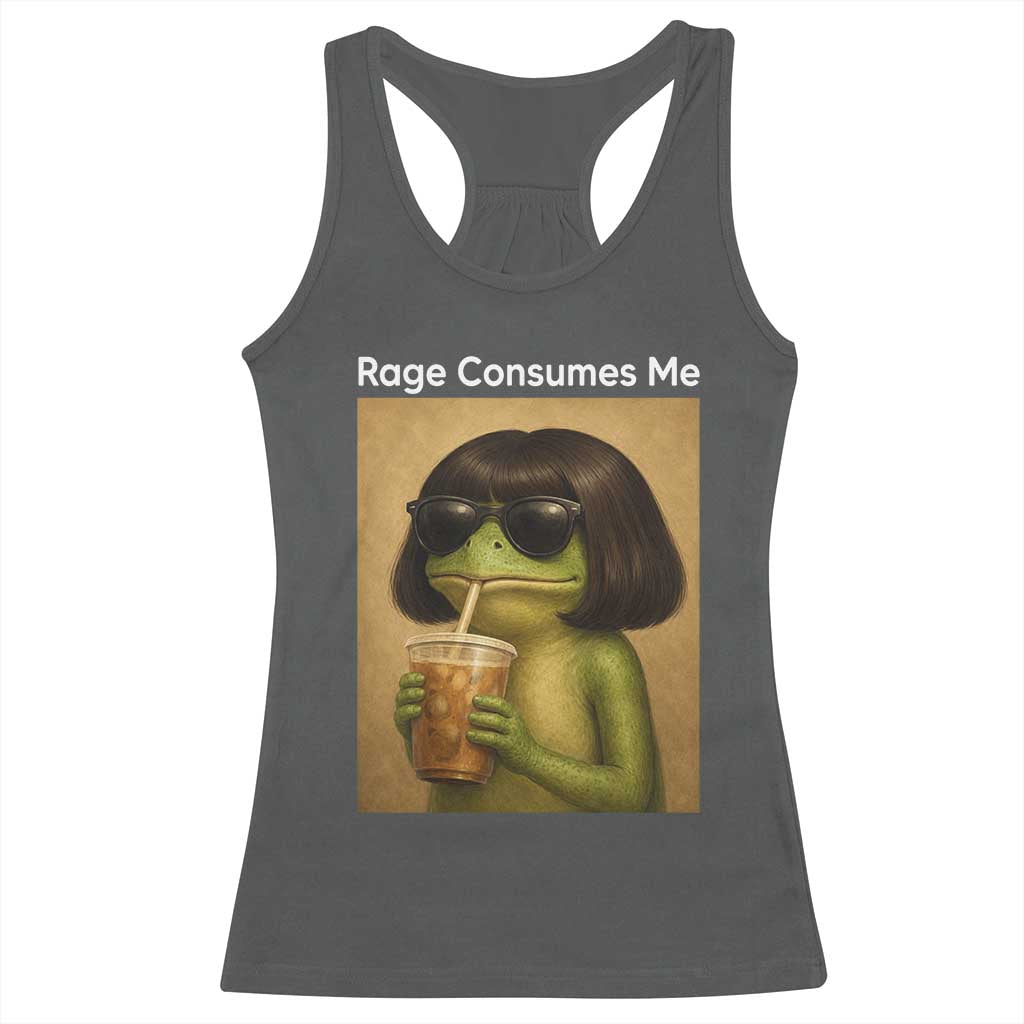 Funny Frog Bob Haircut Rage Consumes Me Racerback Tank Top Renaissance Painting Meme