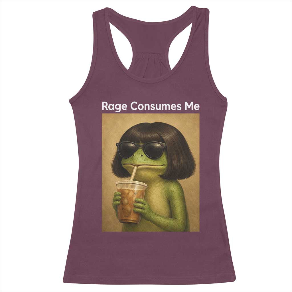 Funny Frog Bob Haircut Rage Consumes Me Racerback Tank Top Renaissance Painting Meme
