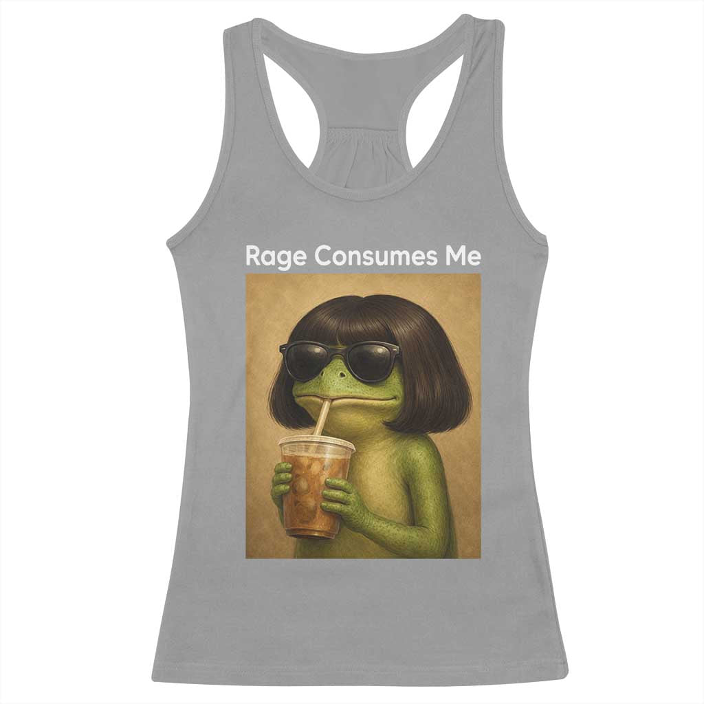 Funny Frog Bob Haircut Rage Consumes Me Racerback Tank Top Renaissance Painting Meme