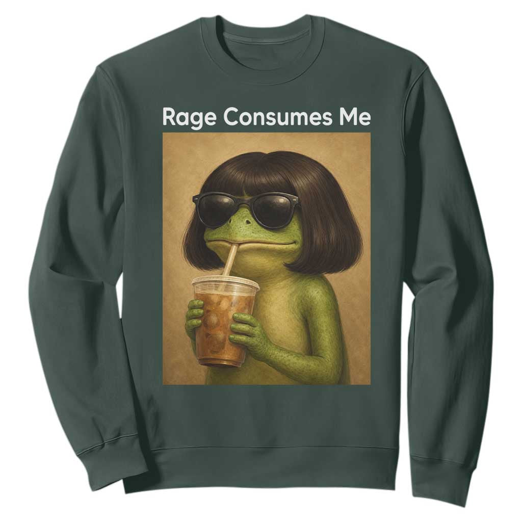 Funny Frog Bob Haircut Rage Consumes Me Sweatshirt Renaissance Painting Meme
