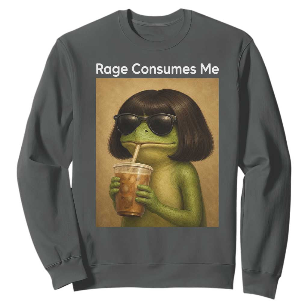 Funny Frog Bob Haircut Rage Consumes Me Sweatshirt Renaissance Painting Meme