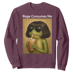 Funny Frog Bob Haircut Rage Consumes Me Sweatshirt Renaissance Painting Meme