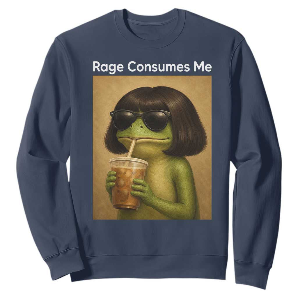 Funny Frog Bob Haircut Rage Consumes Me Sweatshirt Renaissance Painting Meme