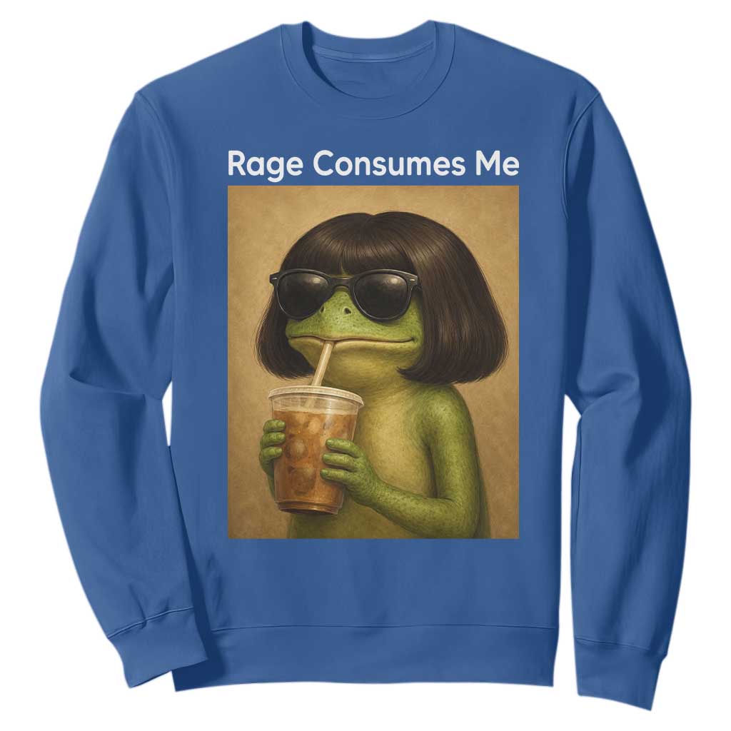 Funny Frog Bob Haircut Rage Consumes Me Sweatshirt Renaissance Painting Meme