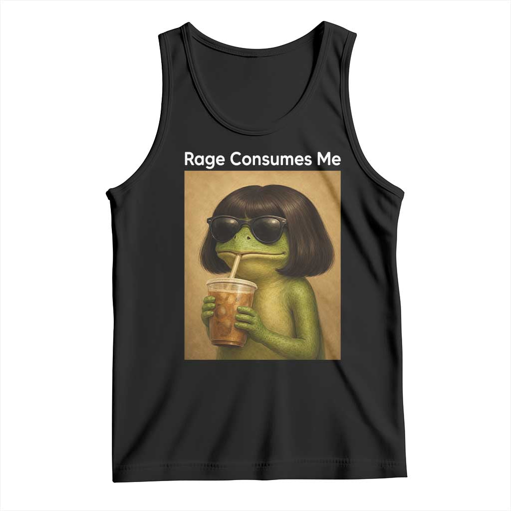 Funny Frog Bob Haircut Rage Consumes Me Tank Top Renaissance Painting Meme TS02 Black Print Your Wear