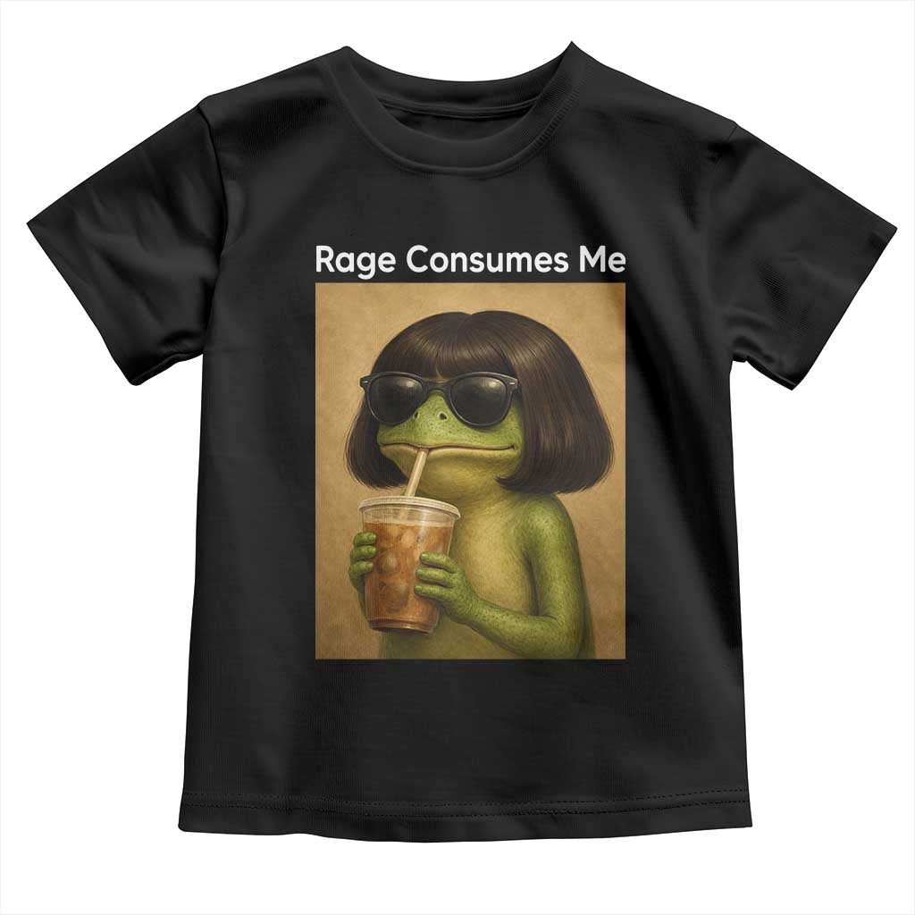 Funny Frog Bob Haircut Rage Consumes Me Toddler T Shirt Renaissance Painting Meme TS02 Black Print Your Wear