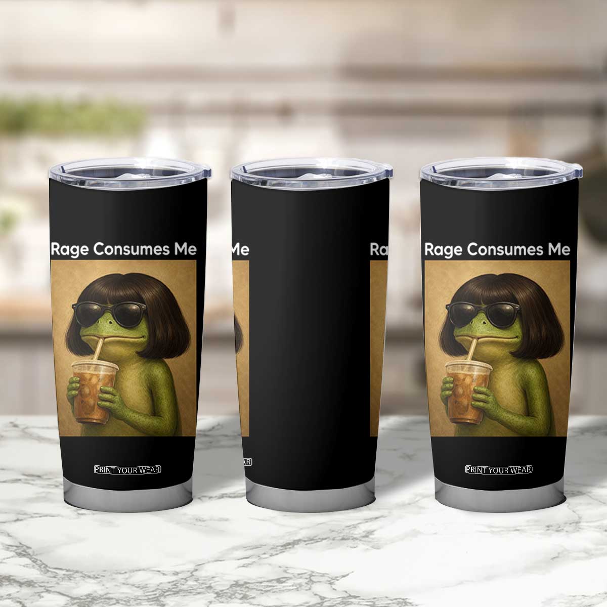 Funny Frog Bob Haircut Rage Consumes Me Tumbler Cup Renaissance Painting Meme
