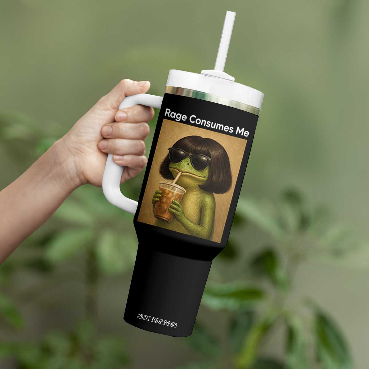 Funny Frog Bob Haircut Rage Consumes Me Tumbler With Handle Renaissance Painting Meme