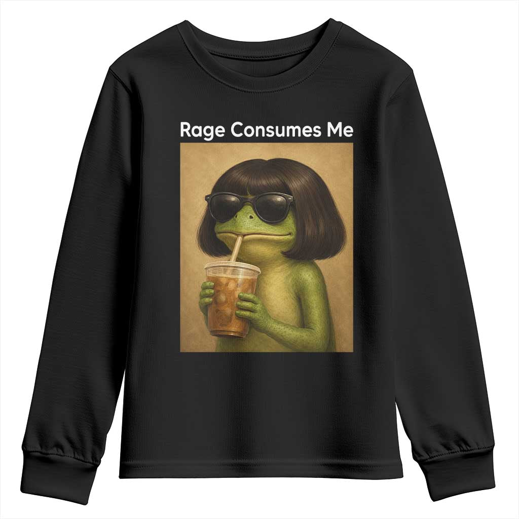 Funny Frog Bob Haircut Rage Consumes Me Youth Sweatshirt Renaissance Painting Meme