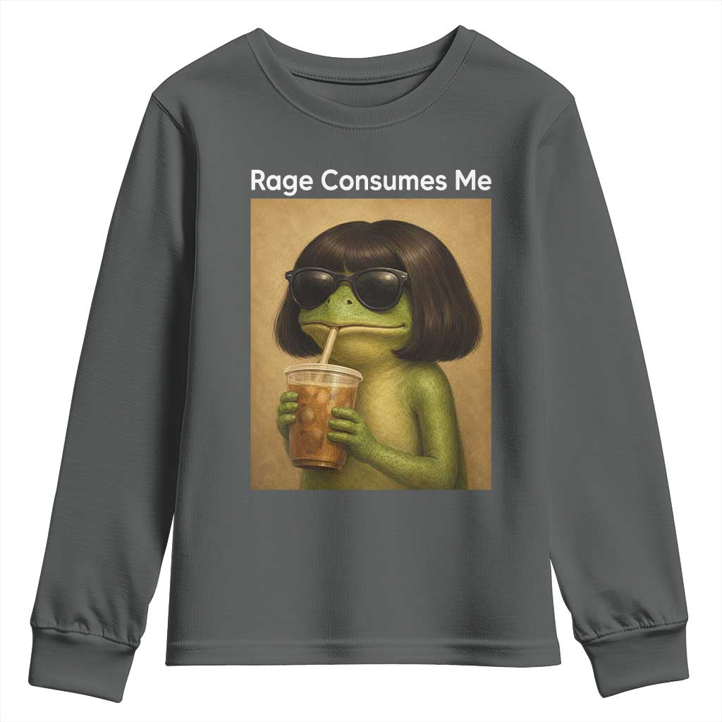 Funny Frog Bob Haircut Rage Consumes Me Youth Sweatshirt Renaissance Painting Meme
