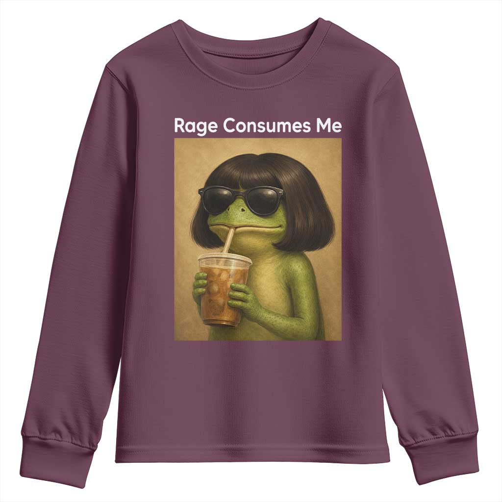 Funny Frog Bob Haircut Rage Consumes Me Youth Sweatshirt Renaissance Painting Meme