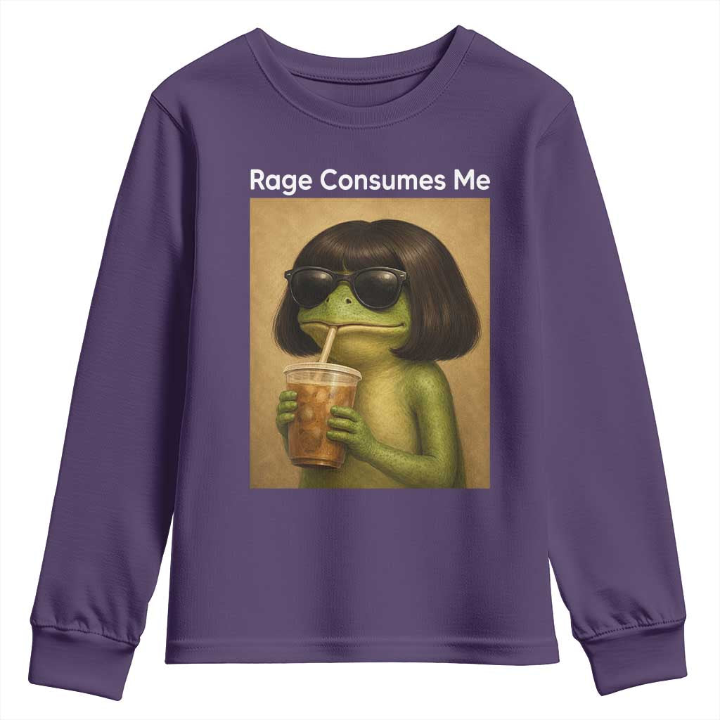 Funny Frog Bob Haircut Rage Consumes Me Youth Sweatshirt Renaissance Painting Meme