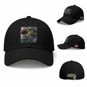 Unbothered Frog Smoking Cigarette Meme Baseball Cap Cinematic Shark Attack Calmness Graphic Dark Humor
