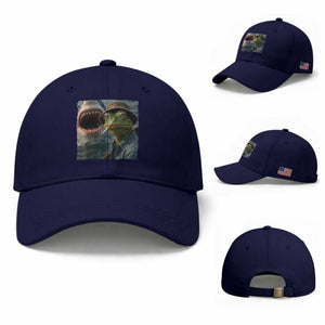 Unbothered Frog Smoking Cigarette Meme Baseball Cap Cinematic Shark Attack Calmness Graphic Dark Humor
