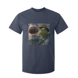 Unbothered Frog Smoking Cigarette Meme T Shirt For Kid Cinematic Shark Attack Calmness Graphic Dark Humor