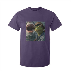 Unbothered Frog Smoking Cigarette Meme T Shirt For Kid Cinematic Shark Attack Calmness Graphic Dark Humor