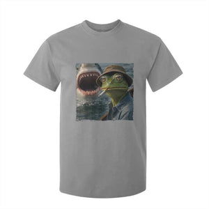 Unbothered Frog Smoking Cigarette Meme T Shirt For Kid Cinematic Shark Attack Calmness Graphic Dark Humor