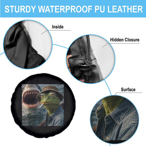 Unbothered Frog Smoking Cigarette Meme Spare Tire Cover Cinematic Shark Attack Calmness Graphic Dark Humor