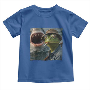 Unbothered Frog Smoking Cigarette Meme Toddler T Shirt Cinematic Shark Attack Calmness Graphic Dark Humor