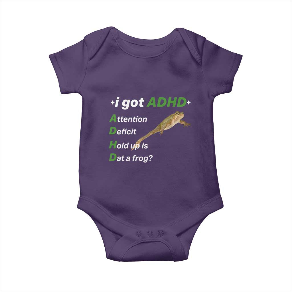 I Got ADHD Attention Deficit Hold Up Is Dat A Frog Baby Onesie Neurodiversity Humor Weirdcore